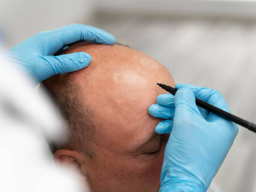 homem entendendo procedimento do cabelo implantado