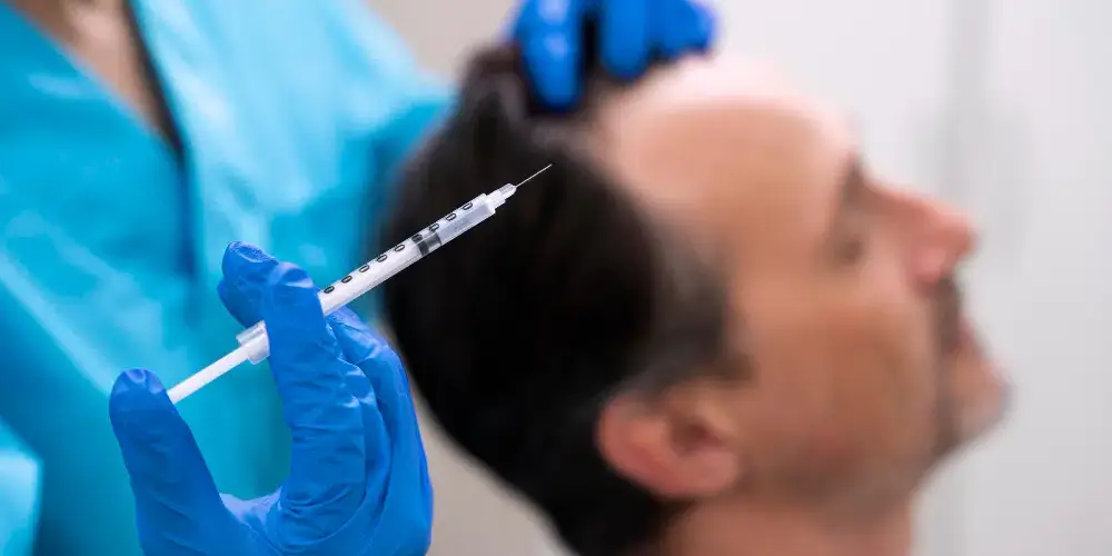 homem recebendo anestesia no transplante capilar