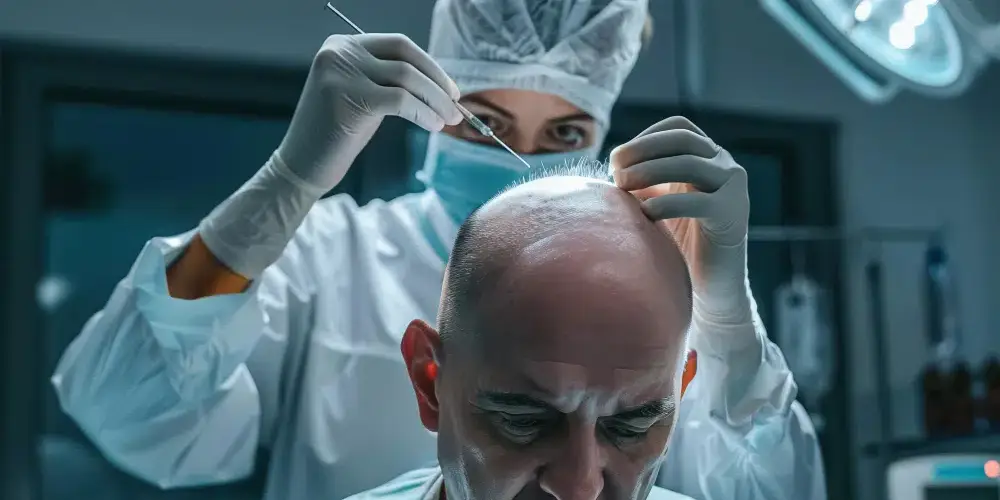 médico da ISHRS fazendo transplante capilar