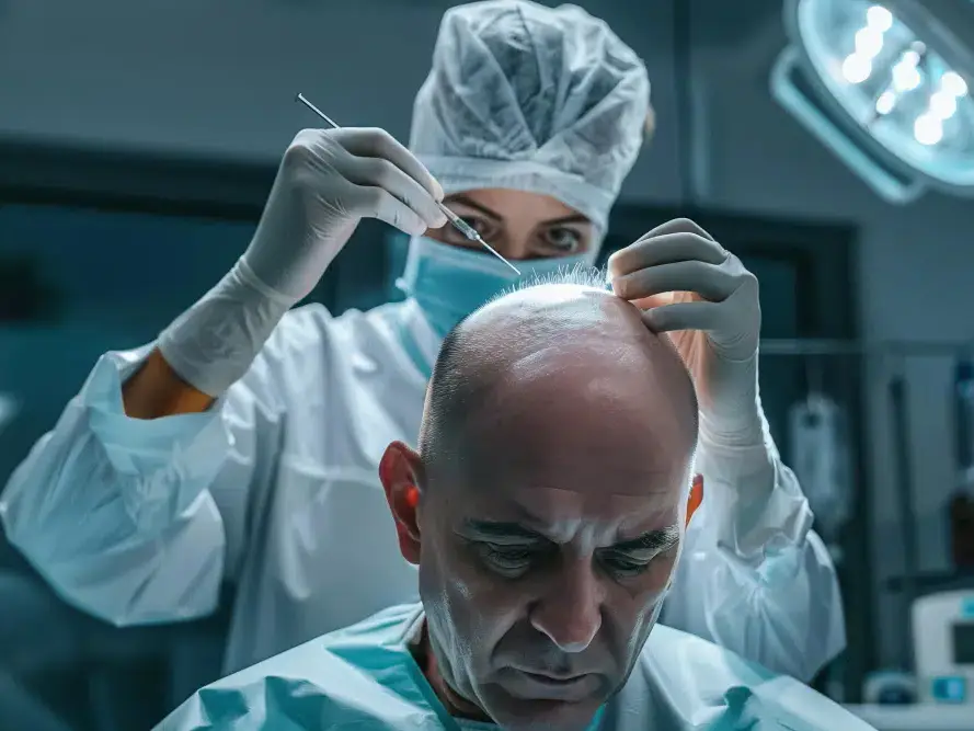 médico da ISHRS fazendo transplante capilar